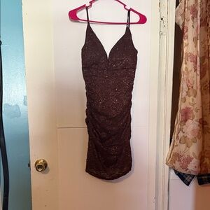 Elegant Brown Sequin Dress